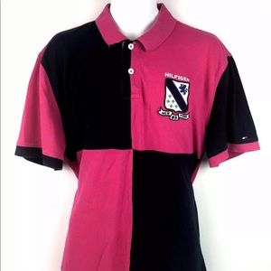 VINTAGE TOMMY HILFIGER BLOCK POLO SHIRT 2XL Patch